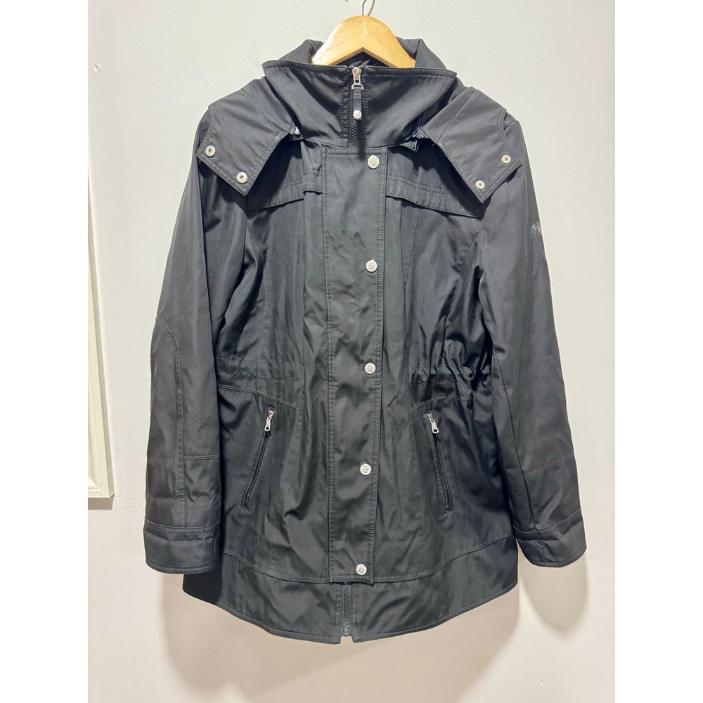 Jessica Simpson Black Hooded Utility Parka Jacket Elastic Cuffs XL Drawcord